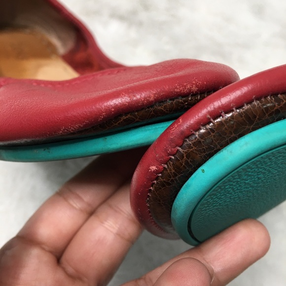 Tieks Red Leather Round Toe Flats Sise 8 - Picture 9 of 13